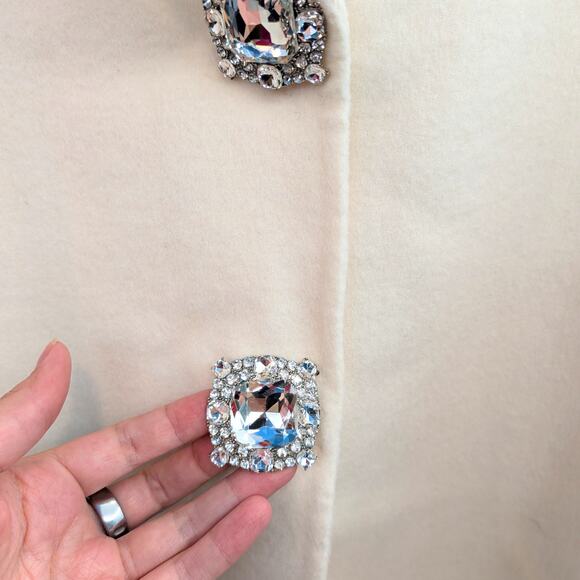 NWT Crystal Button Walking Coat in Ivory – Cashmere Wool Blend - Picture 6 of 7